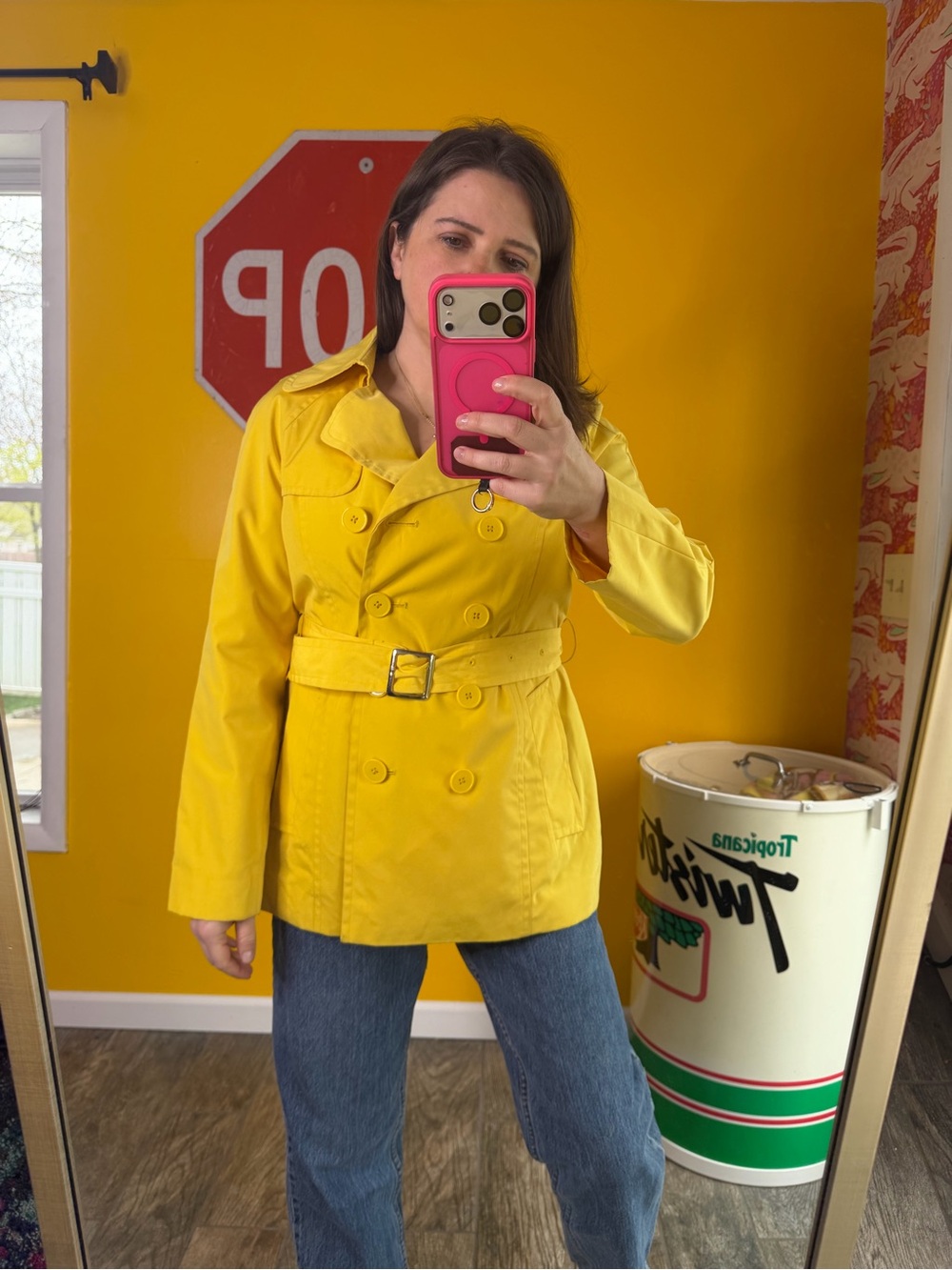 FOG by London Fog Yellow Trench Coat Women's Trench - Yellow - S